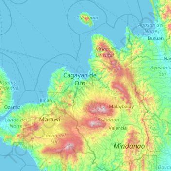 Mindanao topographic map, elevation, terrain.